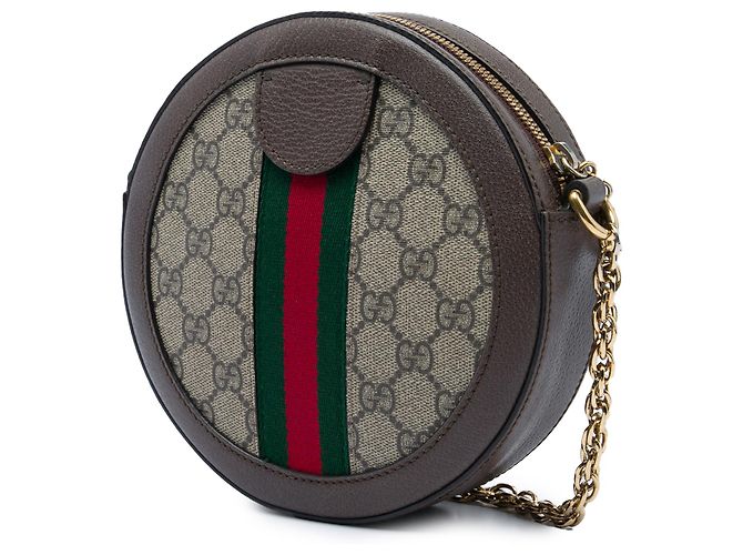 Gucci Mini Borsa a Tracolla Rotonda Ophidia Web in GG Supreme Beige - vista 2