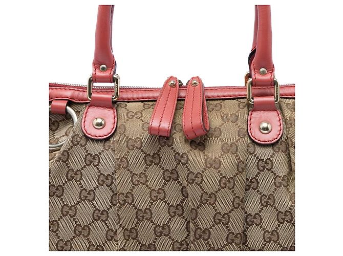 Borsa Satchel Gucci Beige GG Canvas Sukey - vista 5
