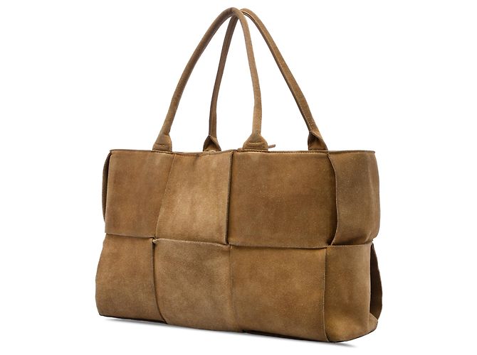 Bottega Veneta Tote Maxi Intrecciato Arco in camoscio marrone Medium - vista 2
