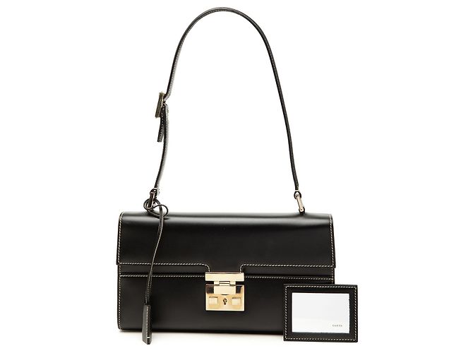 Borsa a tracolla Gucci Lady Lock in vitello nero - vista 7