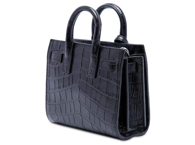 Borsa Saint Laurent Toy Sac De Jour in pelle embossed croc nera Nero - vista 2