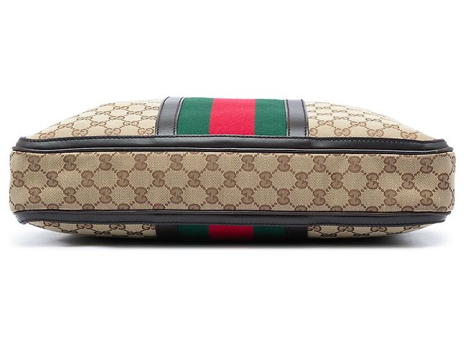 Pasta Gucci em tela GG bege com faixa Web - vista 3