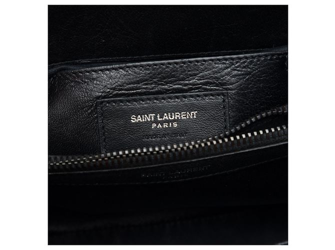 Saint Laurent College Tasche aus Lammleder in Schwarz, Chevron-Muster, Medium, monochromatisches Monogramm - Ansicht 5