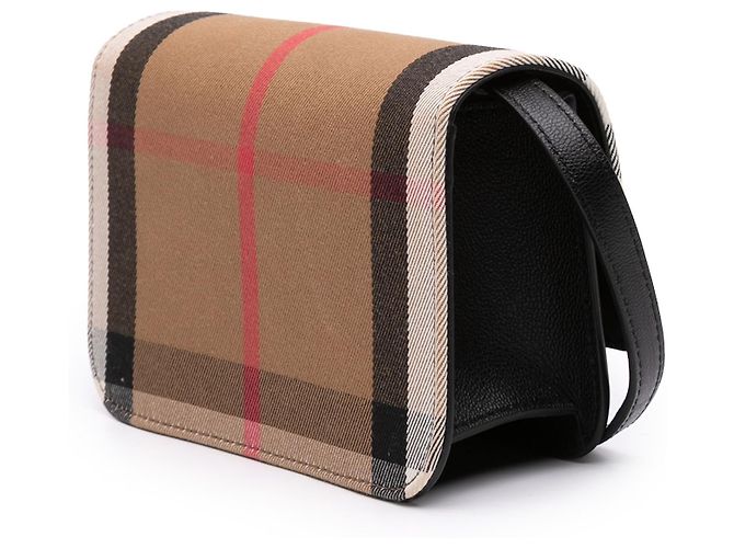 Borsa a tracolla Madison Burberry in tela House Check marrone e pelle Marrone chiaro - vista 2