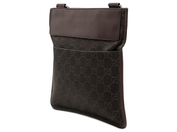 Borsa a tracolla Gucci in denim GG marrone - vista 2