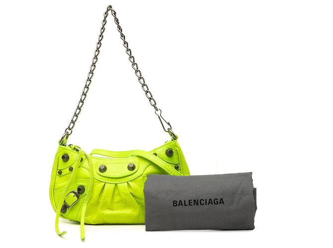 Balenciaga Mini Le Cagole Motocross in nappa gialla Giallo - vista 7