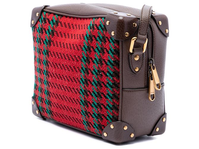 Borsa a tracolla Gucci Red Houndstooth Canvas Soft Trunk Rosso - vista 2