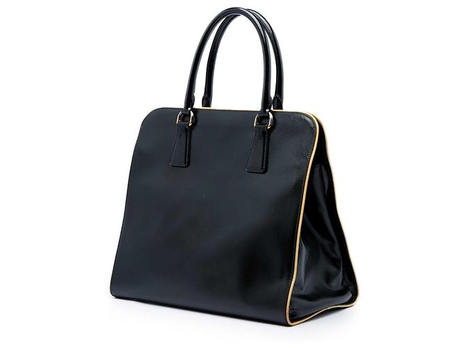 Borsa tote convertibile Prada Black Saffiano Vernice Open Pyramid Nero - vista 2