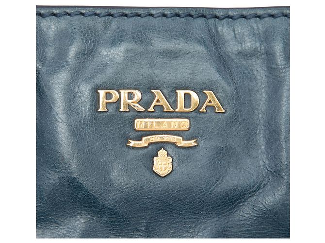 Tote convertible Prada Blue Vitello Shine con tasca frontale Blu navy - vista 5