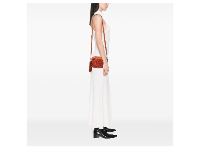 Gucci Soho Disco Crossbody in nubuck arancione - vista 6