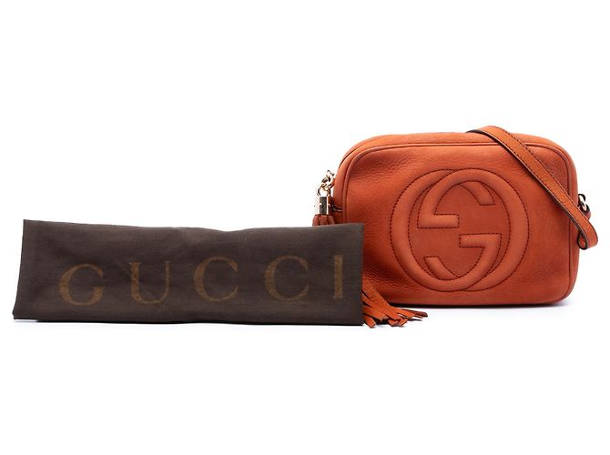 Gucci Soho Disco Crossbody in nubuck arancione - vista 7