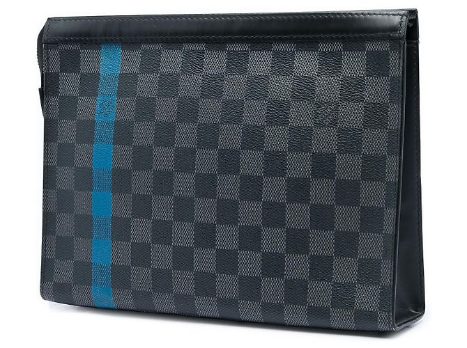 Louis Vuitton Black Damier Graphite Stripe Pochette Voyage MM Nero - vista 2