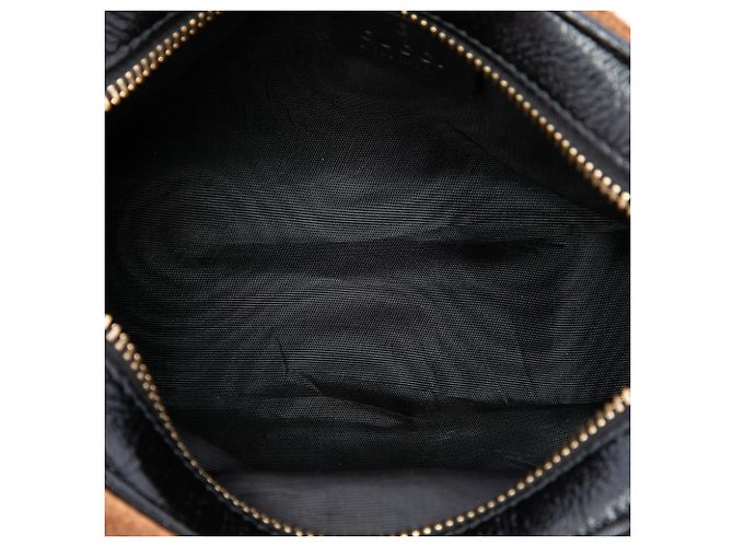 Gucci Mini Borsa a Tracolla Ophidia in Suede Marrone con Web - vista 4