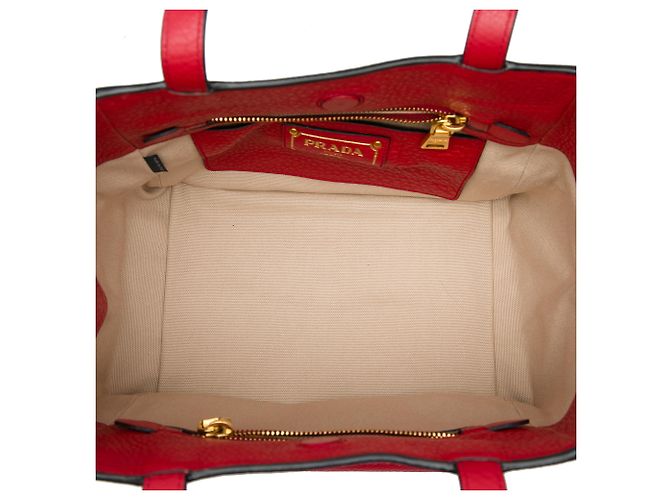 Prada Red Vitello Daino Tote Rot - Ansicht 4