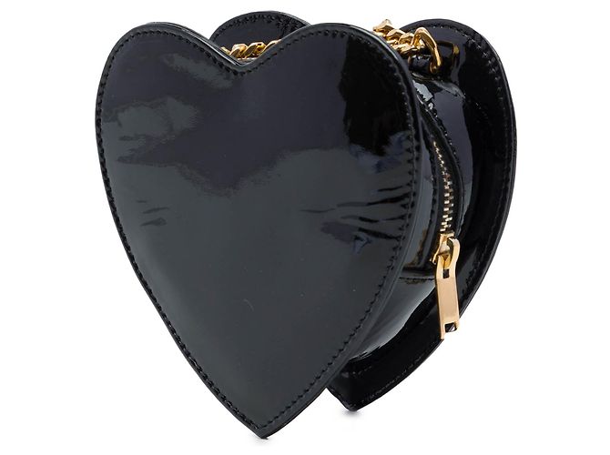Borsa a catena Saint Laurent Black Mini Patent Monogram Love Heart Nero - vista 2