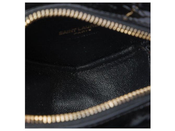 Borsa a catena Saint Laurent Black Mini Patent Monogram Love Heart Nero - vista 4