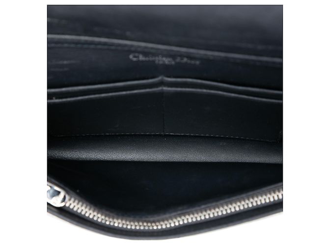 Dior Silver Metallic Patent Microcannage Diorama Wallet on Chain - view 4
