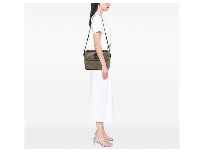 Borsa a tracolla Gucci Beige GG Supreme Interlocking G - vista 6