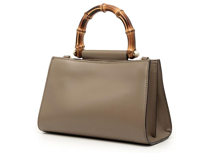 Bamboo Borsa Satchel Gucci Mini Nymphaea in vitello marrone con Web e Bambù Taupe - vista 2