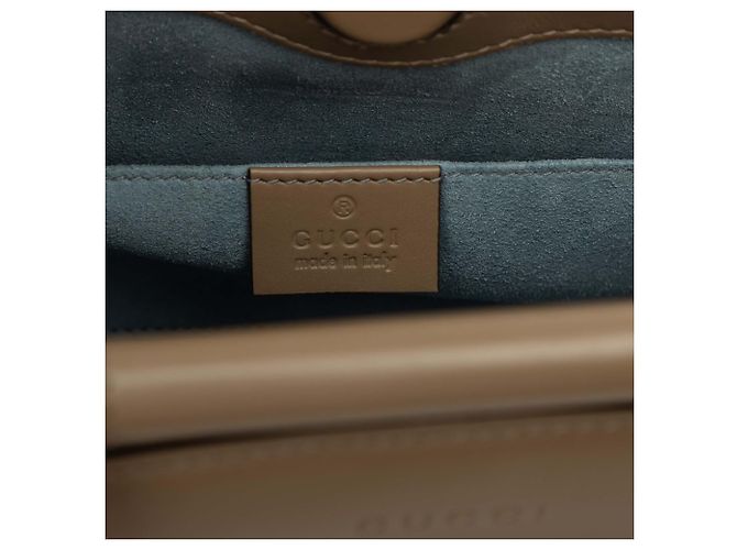 Bamboo Borsa Satchel Gucci Mini Nymphaea in vitello marrone con Web e Bambù Taupe - vista 5