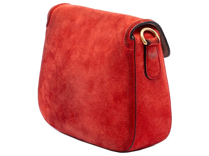 Gucci Red Medium Suede Lady Web Crossbody Rosso - vista 2