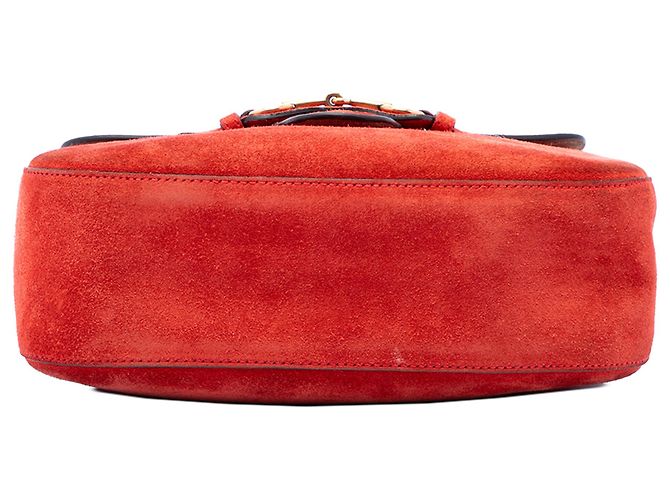 Gucci Red Medium Suede Lady Web Crossbody Rosso - vista 3