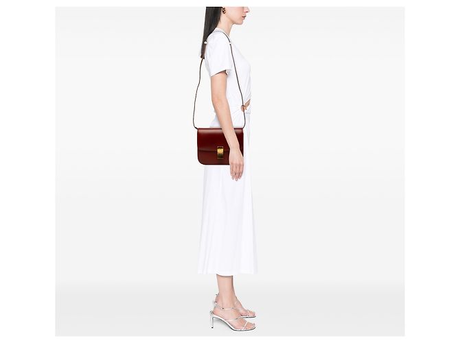 Céline Celine Red Medium Calfskin Classic Box Roja Burdeos - vista 6