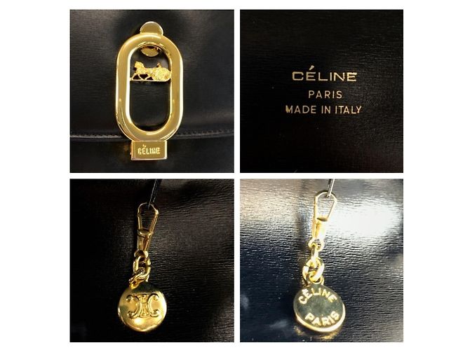 Céline Bolso de mano Celine Vintage Carriage Hardware en cuero negro - vista 4