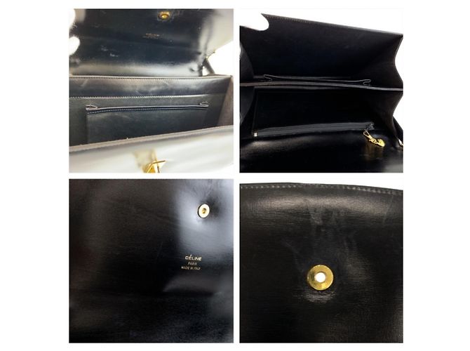 Céline Bolso de mano Celine Vintage Carriage Hardware en cuero negro - vista 5