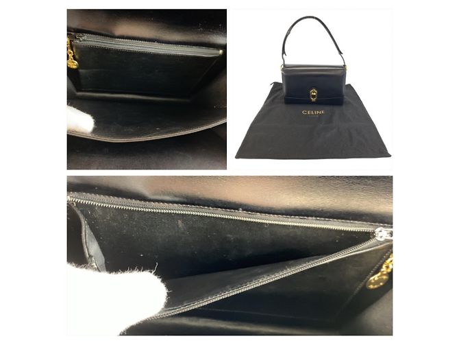 Céline Bolso de mano Celine Vintage Carriage Hardware en cuero negro - vista 6