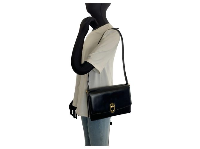 Céline Bolso de mano Celine Vintage Carriage Hardware en cuero negro - vista 7