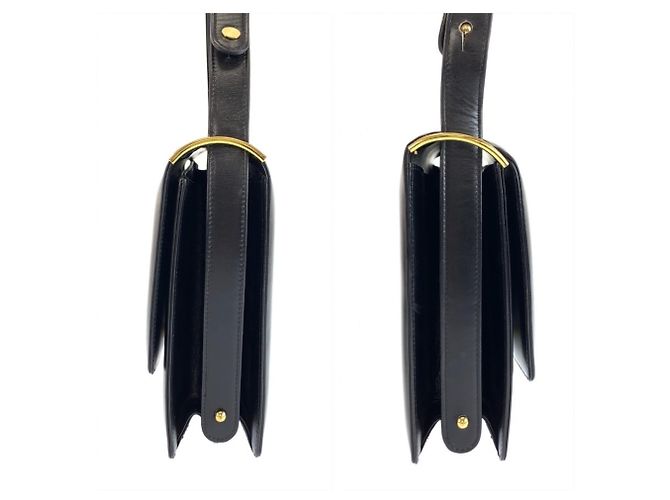 Céline Bolso de mano Celine Vintage Carriage Hardware en cuero negro - vista 8