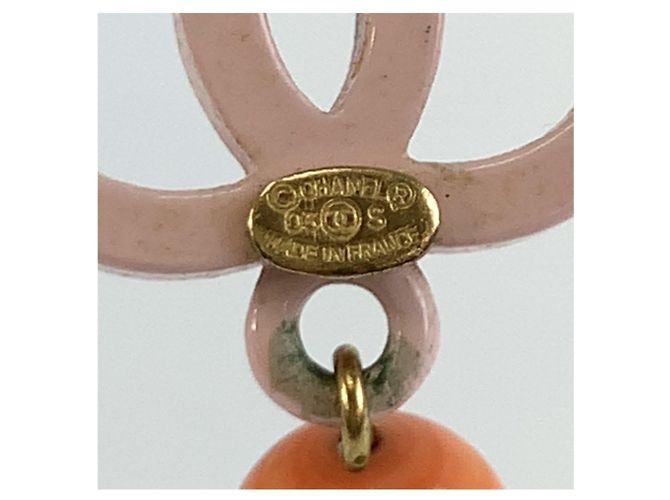 Orecchini Chanel Coco Mark in plastica rosa con placcatura in oro D'oro - vista 3