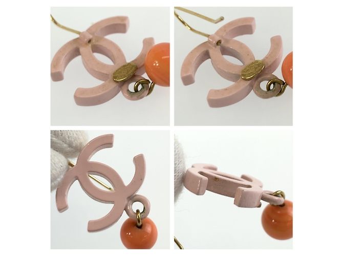Orecchini Chanel Coco Mark in plastica rosa con placcatura in oro D'oro - vista 4