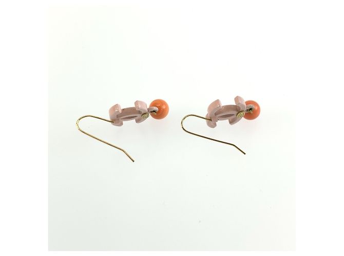 Orecchini Chanel Coco Mark in plastica rosa con placcatura in oro D'oro - vista 5