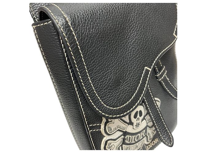 Bolso de hombro Christian Dior x Shawn Stussy Saddle Bee Pouch Negro - vista 7