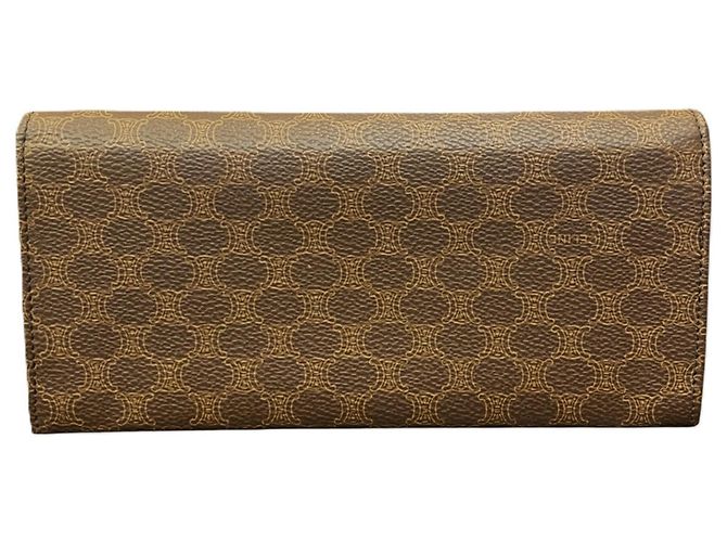 Céline Portafoglio lungo Celine Macadam in PVC e pelle marrone - vista 2