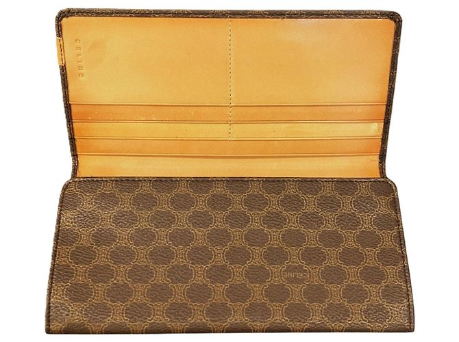 Céline Portafoglio lungo Celine Macadam in PVC e pelle marrone - vista 3