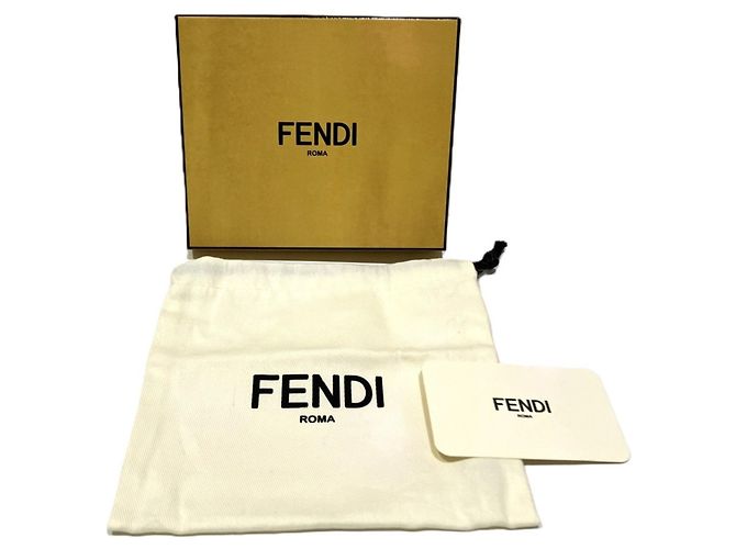 Fendi Bi-Fold Geldbörse Blau Leder und Stoff - Ansicht 5