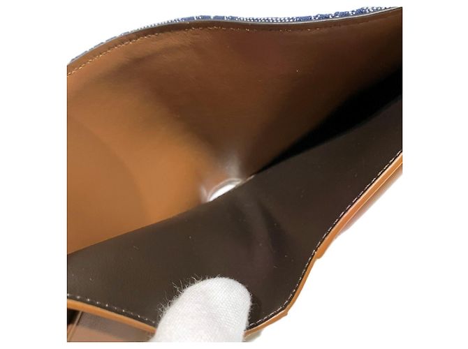 Fendi Bi-Fold Geldbörse Blau Leder und Stoff - Ansicht 6