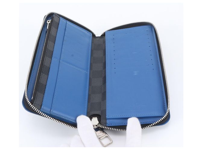 Louis Vuitton Damier Graphite Zippy Wallet Black Blue - view 6