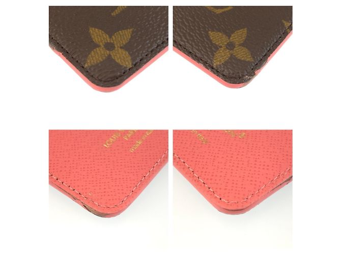 Louis Vuitton Monogram Porte Cartes Magnet Card Case Marrone Rosa - vista 3