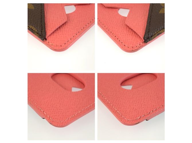 Louis Vuitton Monogram Porte Cartes Magnet Card Case Marrone Rosa - vista 4