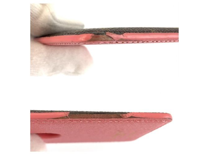 Louis Vuitton Monogram Porte Cartes Magnet Card Case Marrone Rosa - vista 6