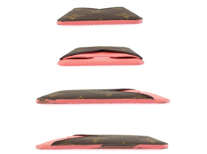Louis Vuitton Monogram Porte Cartes Magnet Card Case Marrone Rosa - vista 7