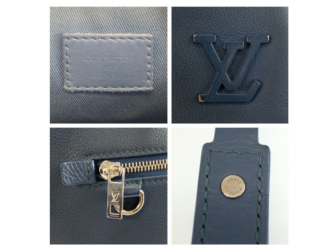Pochette Aerogram in pelle blu Louis Vuitton - vista 3