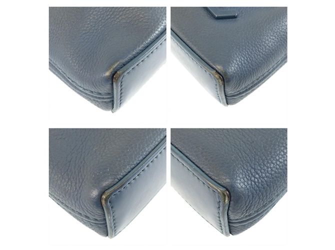 Pochette Aerogram in pelle blu Louis Vuitton - vista 4