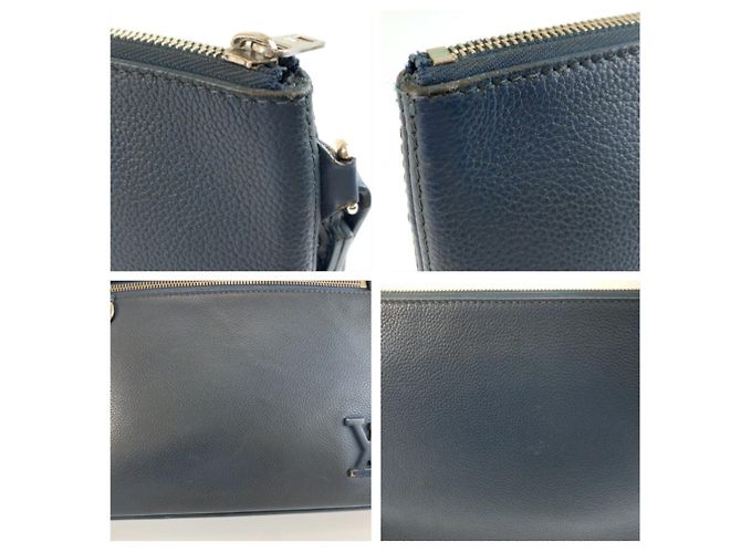 Pochette Aerogram in pelle blu Louis Vuitton - vista 6