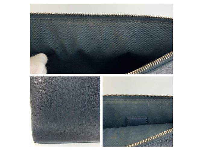 Pochette Aerogram in pelle blu Louis Vuitton - vista 7
