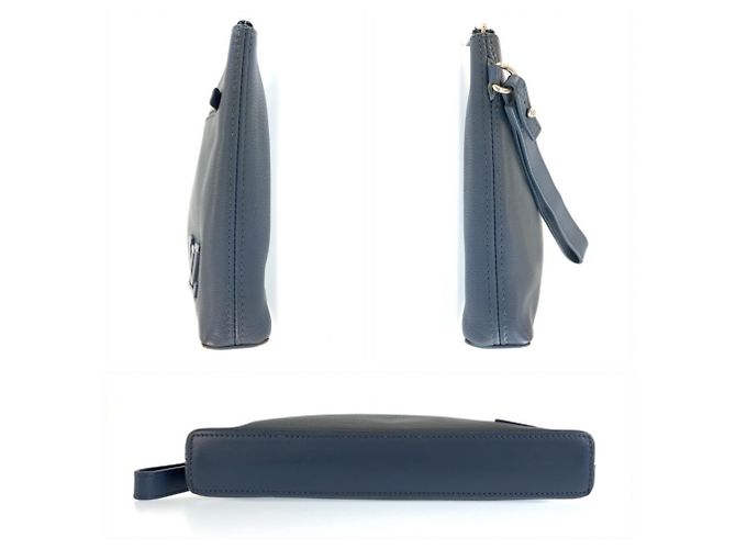 Pochette Aerogram in pelle blu Louis Vuitton - vista 8